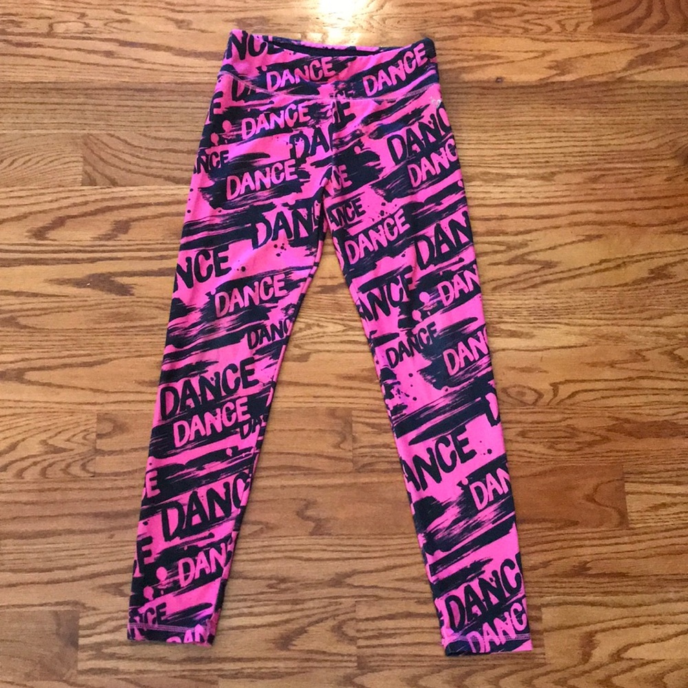 Girls Pink and Black Justice Leggings Dance